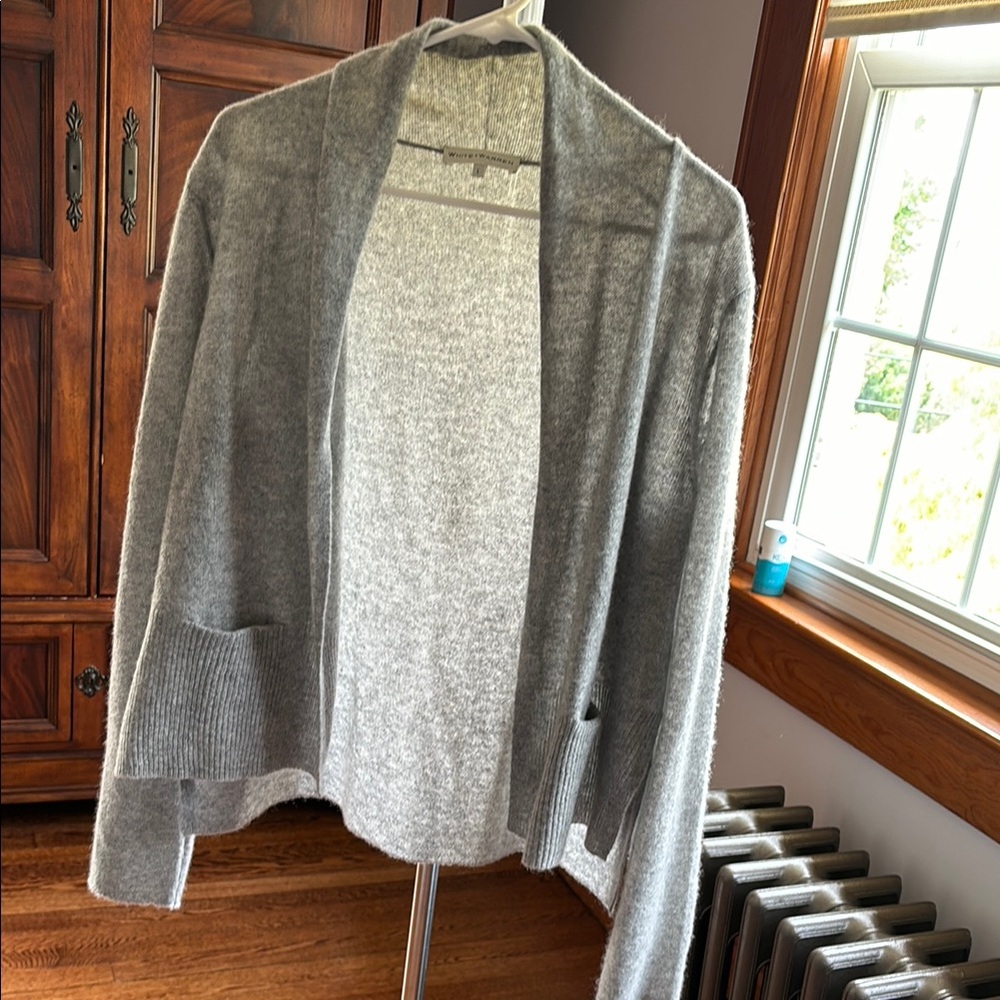 White + Warren 100% Cashmere Heathered Gray Knit Sweater